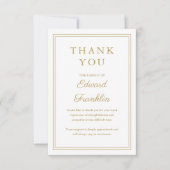 Elegante gouden viering van het leven begrafenis bedankkaart (Voorkant)