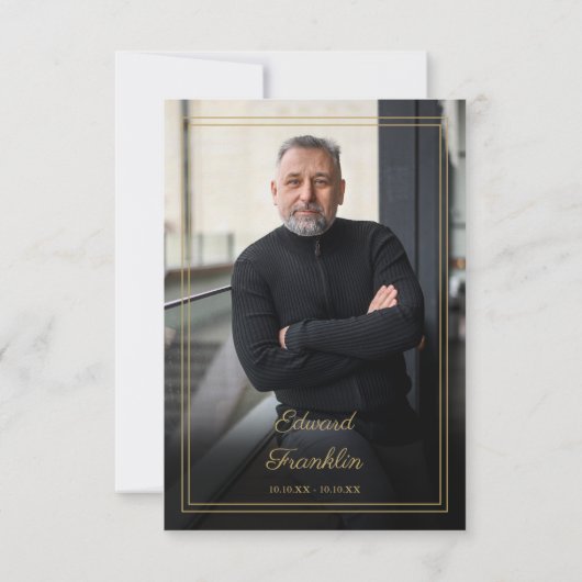 Elegante gouden viering van het leven begrafenis f bedankkaart (Achterkant)