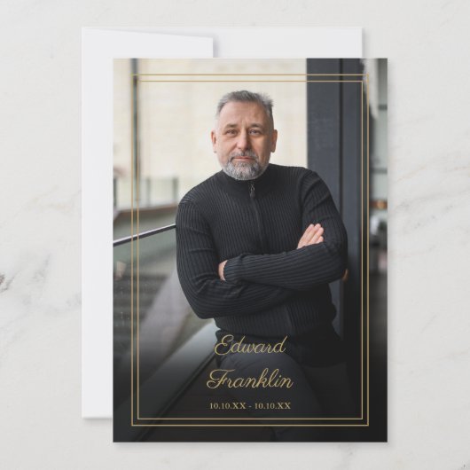 Elegante gouden viering van het leven begrafenis f kaart (Achterkant)