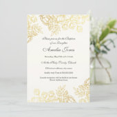 Elegante Gouden Vintage Bloem Doopfeest Kaart (Staand voorkant)