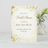 Elegante gouden Vintage bruidsdouche uitnodiging (Staand voorkant)