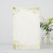 Elegante gouden vintage bruiloft briefpapier (Staand voorkant)