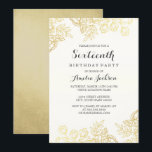 Elegante gouden Vintage Floral 16e verjaardag Kaart<br><div class="desc">Meer elegante Bloemen Verjaardag Uitnodigingen in de Little Bayleigh Store! Let op: geen echte folie.</div>