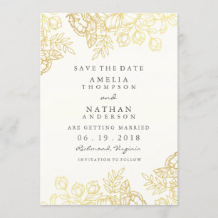 Elegante gouden Vintage Floral Save the Date