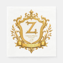 Elegante Gouden Vintage Monogram Wapen Huwelijk
