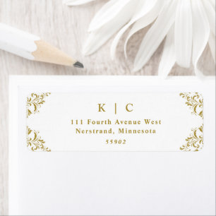 Elegante Gouden Vintage Trouw Retouradres Etiket