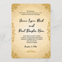 Elegante gouden vintage trouwuitnodiging