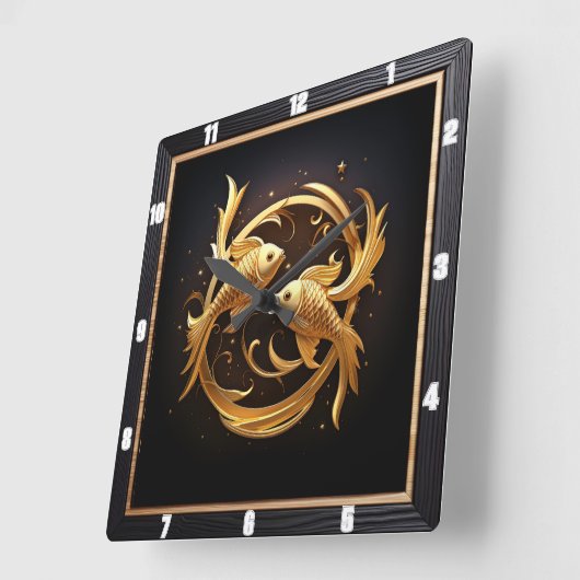 Elegante gouden vis vierkante klok (Hoek)
