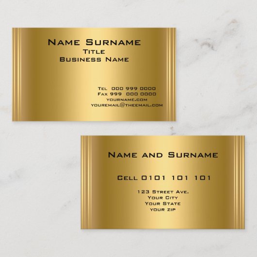 Elegante gouden Visitekaartjes (Voorkant / Achterkant)
