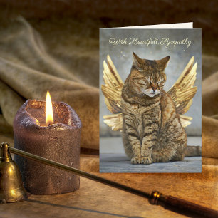 Elegante Gouden Vleugels Kat Condoleancekaart Kaart