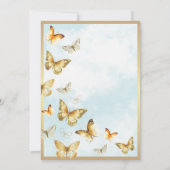 Elegante gouden vlinder blauw Quinceañera Kaart (Achterkant)