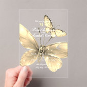 Elegante gouden vlinder bruiloft acryl uitnodiging (Insitu (Draagbaar))