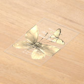 Elegante gouden vlinder bruiloft acryl uitnodiging (Laagn)