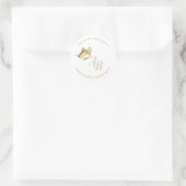 Elegante gouden vlinder, monogram ronde sticker (Tas)