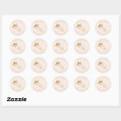 Elegante gouden vlinder op beige, monogram ronde sticker (Vel)