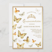 Elegante gouden vlinder Quinceañera Kaart (Voorkant)