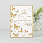 Elegante gouden vlinder Quinceañera Kaart (Staand voorkant)