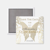 Elegante gouden vlinder quinceanera sparen de datu magneet (Voorkant / Achterkant)