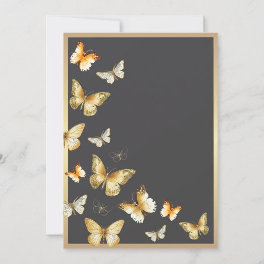Elegante gouden vlinder Tiara Quinceañera Kaart (Achterkant)