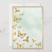 Elegante gouden vlindergroene Quinceañera Kaart (Achterkant)