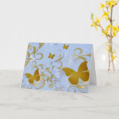 Elegante gouden vlinders kaart (Gele Bloem)