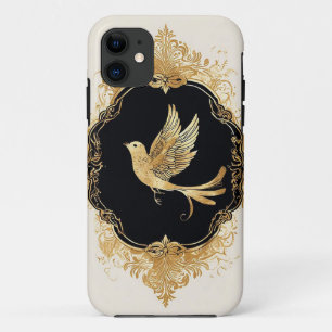 Elegante gouden vogel in een sierlijke vintage lij Case-Mate iPhone case