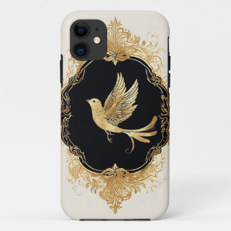 Elegante gouden vogel in een sierlijke vintage lij Case-Mate iPhone case