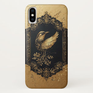 Elegante Gouden Vogel in Sierlijk Antiek Frame Case-Mate iPhone Case