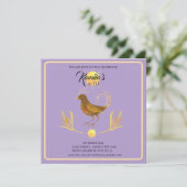 Elegante gouden vogel uitnodiging (Staand voorkant)