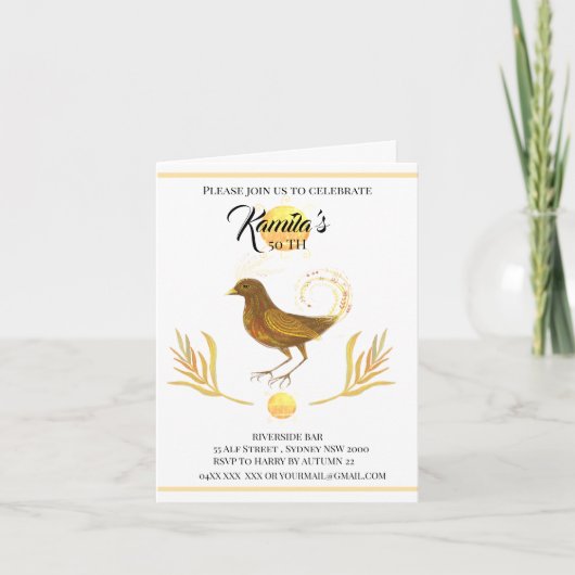 Elegante gouden vogel uitnodiging (Voorkant)