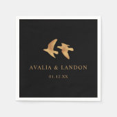 Elegante gouden vogels bruiloft servet (Voorkant)