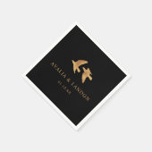 Elegante gouden vogels bruiloft servet (Hoek)