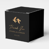 Elegante Gouden Vogels op Zwart | Trouwen Bedankdoosjes (Voorkant Zijde)