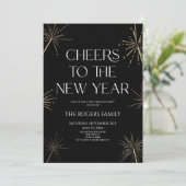 Elegante Gouden Vonken Nieuwejaarsfeest Kaart (Staand voorkant)
