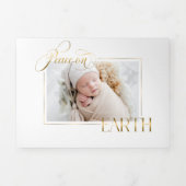 Elegante Gouden Vrede op Aarde Foto Drieluik Wenskaart (Cover)