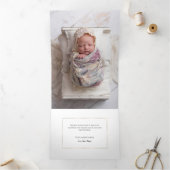 Elegante Gouden Vrede op Aarde Foto Drieluik Wenskaart (Binnen)