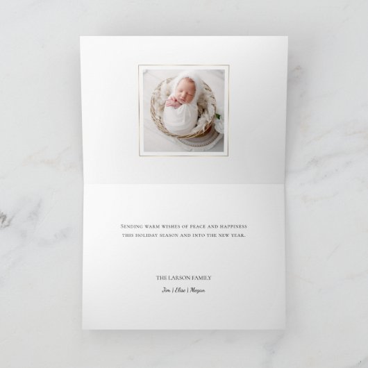 Elegante Gouden Vrede op Aarde Foto Feestdagen Kaart (Binnen)