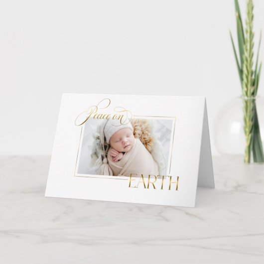 Elegante Gouden Vrede op Aarde Foto Feestdagen Kaart (Voorkant)