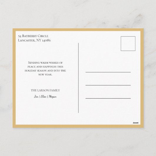 Elegante Gouden Vrede op Aarde Foto Feestdagenkaart (Achterkant)