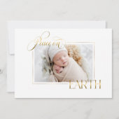 Elegante Gouden Vrede op Aarde Foto Feestdagenkaart (Voorkant)