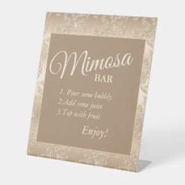 Elegante  gouden Vrijgezellenfeest Mimosa Bar Reclamebord Met Voetstuk