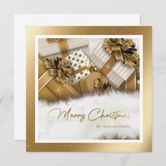 Elegante gouden vrolijke kerst Kaart (Voorkant / Achterkant)