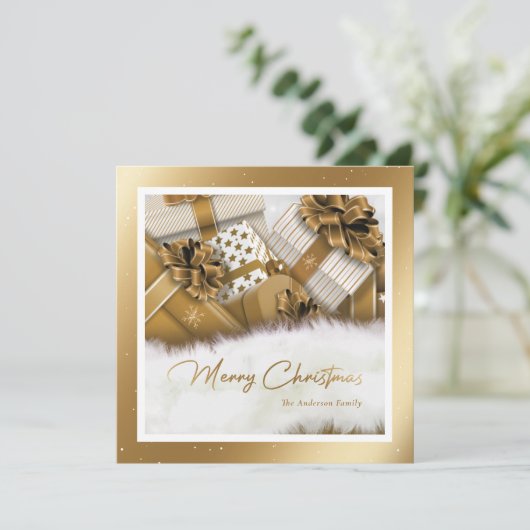 Elegante gouden vrolijke kerst Kaart (Staand voorkant)