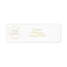 Elegante gouden vrolijke kerst retouradres