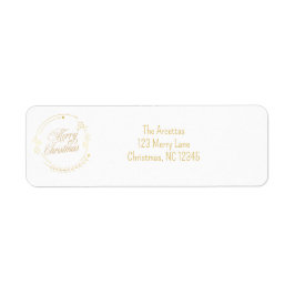 Elegante gouden vrolijke kerst retouradres etiket