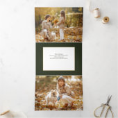 Elegante gouden vrolijke kerst typografie foto drieluik wenskaart (Binnen)
