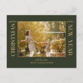 Elegante gouden vrolijke kerst typografie foto feestdagenkaart (Voorkant)