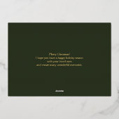 Elegante gouden vrolijke kerst typografie foto folie feestdagenkaart (Achterkant)
