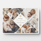 Elegante gouden vrolijke kerstfoto collage plaque fotoplaat (voorkant)