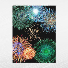 Elegante Gouden Vuurwerk Grafisch Nieuwjaar Feestdagen Kaart